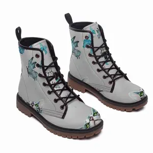 Men Cat And Butterflies Leather Work Boots