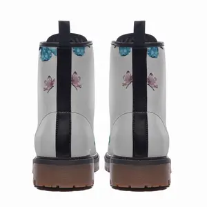 Men Cat And Butterflies Leather Work Boots