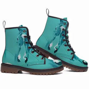 Men Turquoise Horse Leather Work Boots