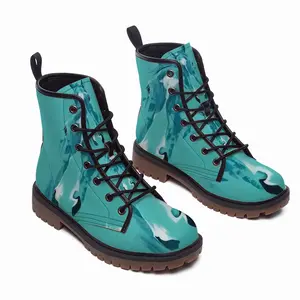 Men Turquoise Horse Leather Work Boots