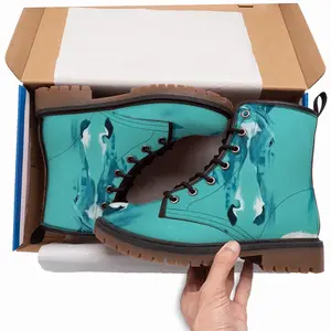 Men Turquoise Horse Leather Work Boots