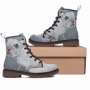 Men Boston Gray Leather Work Boots