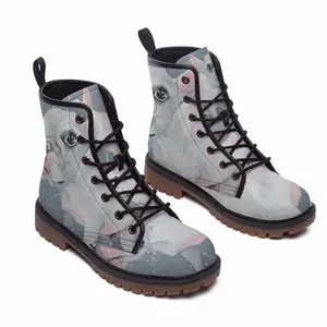 Men Boston Gray Leather Work Boots