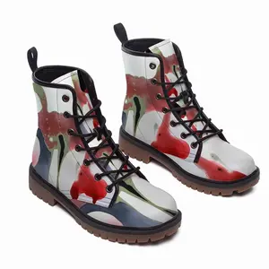 Men Hibiscus Leather Work Boots