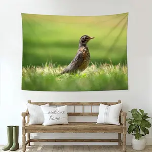 Bird In High Park Grass Wall Tapestry (Multi-Size, Horizontal)