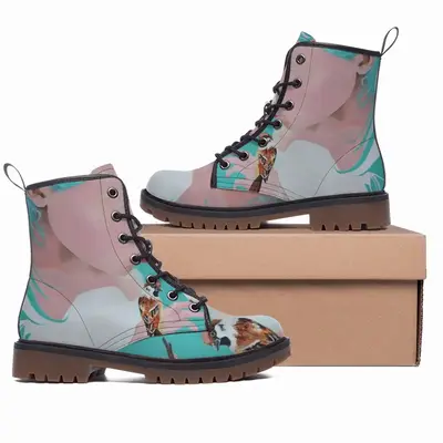 Men Girl With Sparrows -Diptych Leather Work Boots