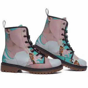 Men Girl With Sparrows -Diptych Leather Work Boots