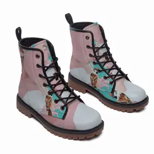 Men Girl With Sparrows -Diptych Leather Work Boots