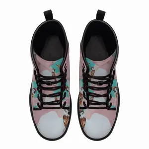 Men Girl With Sparrows -Diptych Leather Work Boots