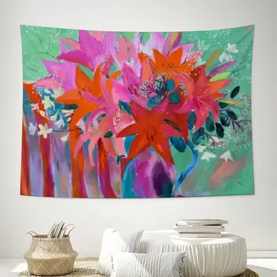 Lilies In A Vase Wall Tapestry (Multi-Size, Horizontal)