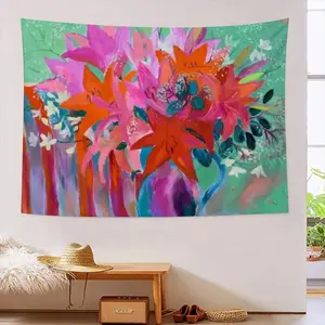 Lilies In A Vase Wall Tapestry (Multi-Size, Horizontal)