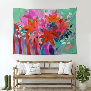 Lilies In A Vase Wall Tapestry (Multi-Size, Horizontal)