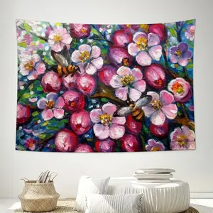 First Bumble Bees In The Garden Wall Tapestry (Multi-Size, Horizontal)