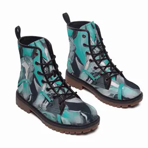 Men Two Turquoise Horses Leather Work Boots