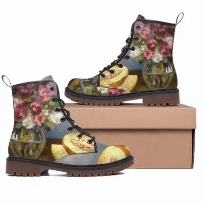 Men Melon And Roses Leather Work Boots