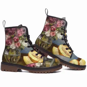 Men Melon And Roses Leather Work Boots