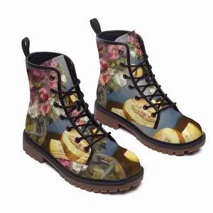 Men Melon And Roses Leather Work Boots