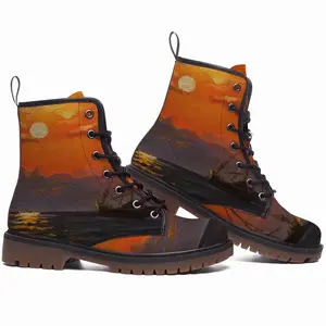 Men Beautiful Sunset On The Sea Leather Work Boots