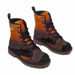 Men Beautiful Sunset On The Sea Leather Work Boots