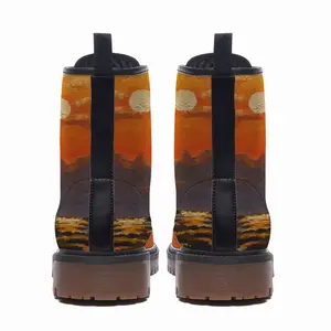 Men Beautiful Sunset On The Sea Leather Work Boots