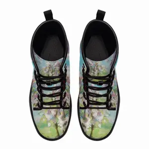 Men Blossoming Trees Leather Work Boots