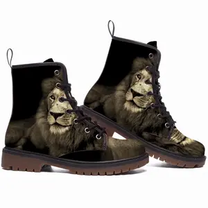 Men Lion In The Sun Leather Work Boots