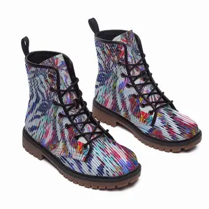 Men The Colorful Zebra Leather Work Boots