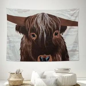 Bull - Red Bull Taurus Animals Buffalo Wild Wall Tapestry (Multi-Size, Horizontal)