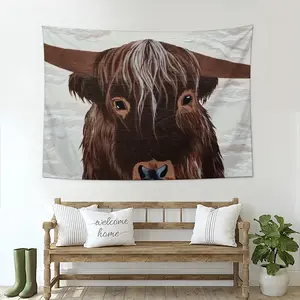 Bull - Red Bull Taurus Animals Buffalo Wild Wall Tapestry (Multi-Size, Horizontal)