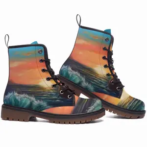 Men Big Sea Sunset Leather Work Boots