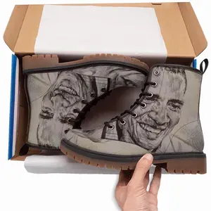 Men President Barack Obama Leather Work Boots