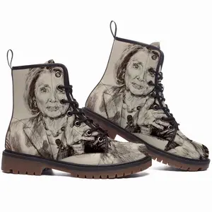 Men Nancy Pelosi Leather Work Boots