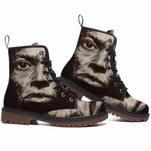 Men Miles Davis Portrait Leather Work Boots