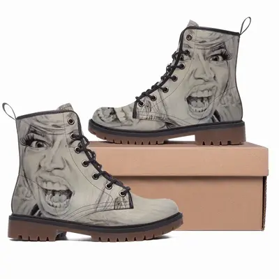 Men Nicki Minaj Portrait Leather Work Boots