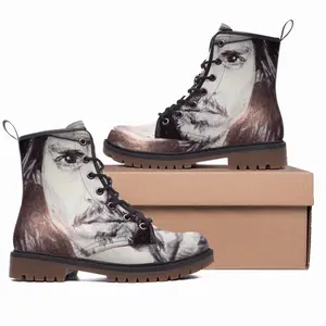 Men Johnny Depp Portrait Leather Work Boots