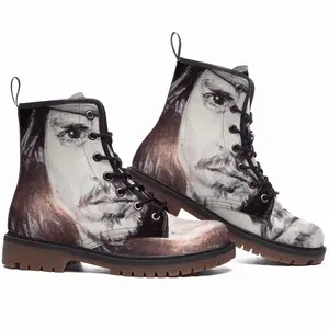 Men Johnny Depp Portrait Leather Work Boots