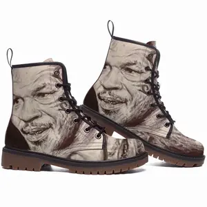 Men Mike Tyson Portrait Leather Work Boots