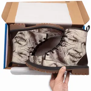 Men Mike Tyson Portrait Leather Work Boots