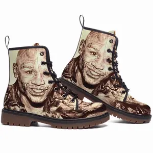 Men Floyd Mayweather Jr Portrait Leather Work Boots