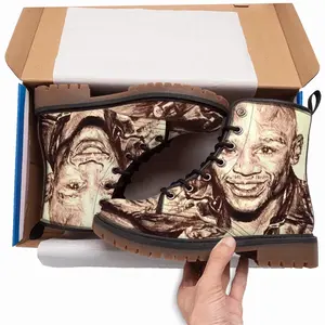 Men Floyd Mayweather Jr Portrait Leather Work Boots