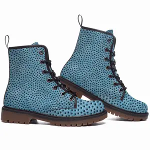 Men Holes Blue Leather Work Boots