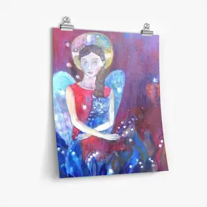 Angel With Cat Self Adhesive Poster (Multi-Size)