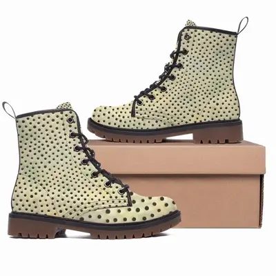 Men Holes Yellow-Green Leather Work Boots