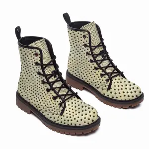 Men Holes Yellow-Green Leather Work Boots