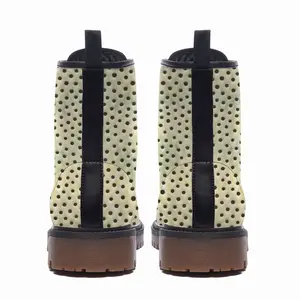 Men Holes Yellow-Green Leather Work Boots