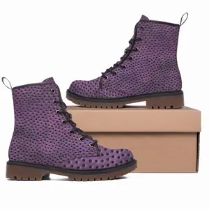 Men Holes Purple Leather Work Boots