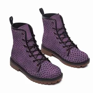 Men Holes Purple Leather Work Boots