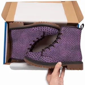 Men Holes Purple Leather Work Boots