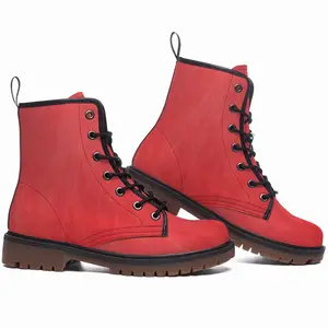 Men Red Leather Work Boots