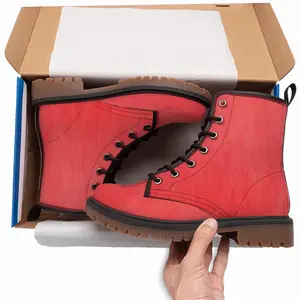 Men Red Leather Work Boots